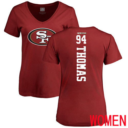 San Francisco 49ers Red Women Solomon Thomas Backer #94 NFL T Shirt->nfl t-shirts->Sports Accessory